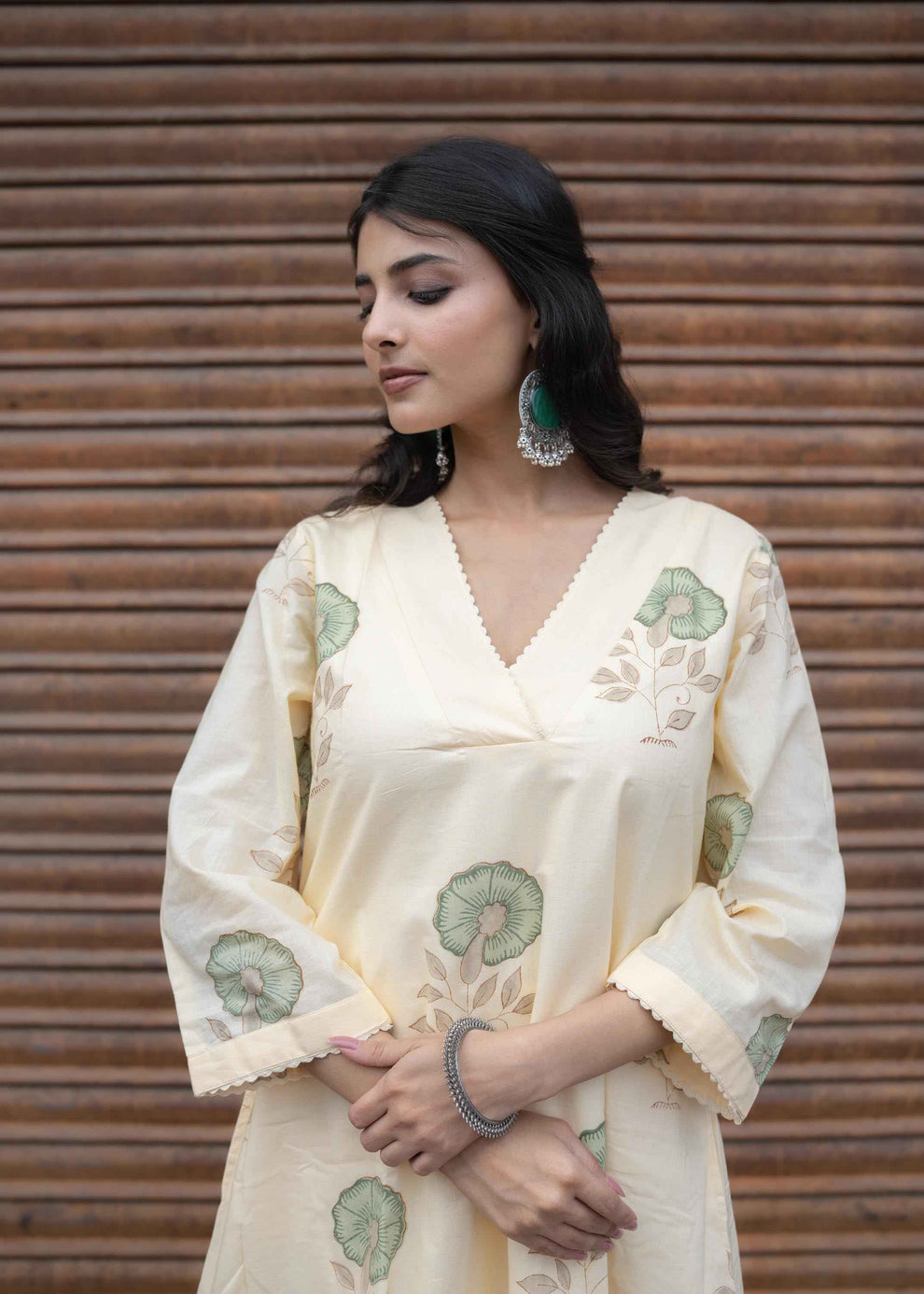 Neemrah Hand-Block Kurta Set – Traditional Floral Print, 100% Cotton, Elegant & Comfortable