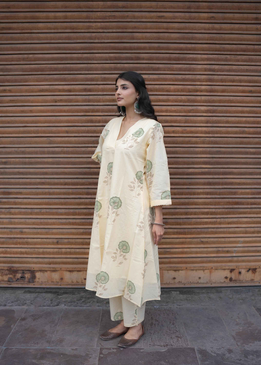 Neemrah Hand-Block Kurta Set – Traditional Floral Print, 100% Cotton, Elegant & Comfortable
