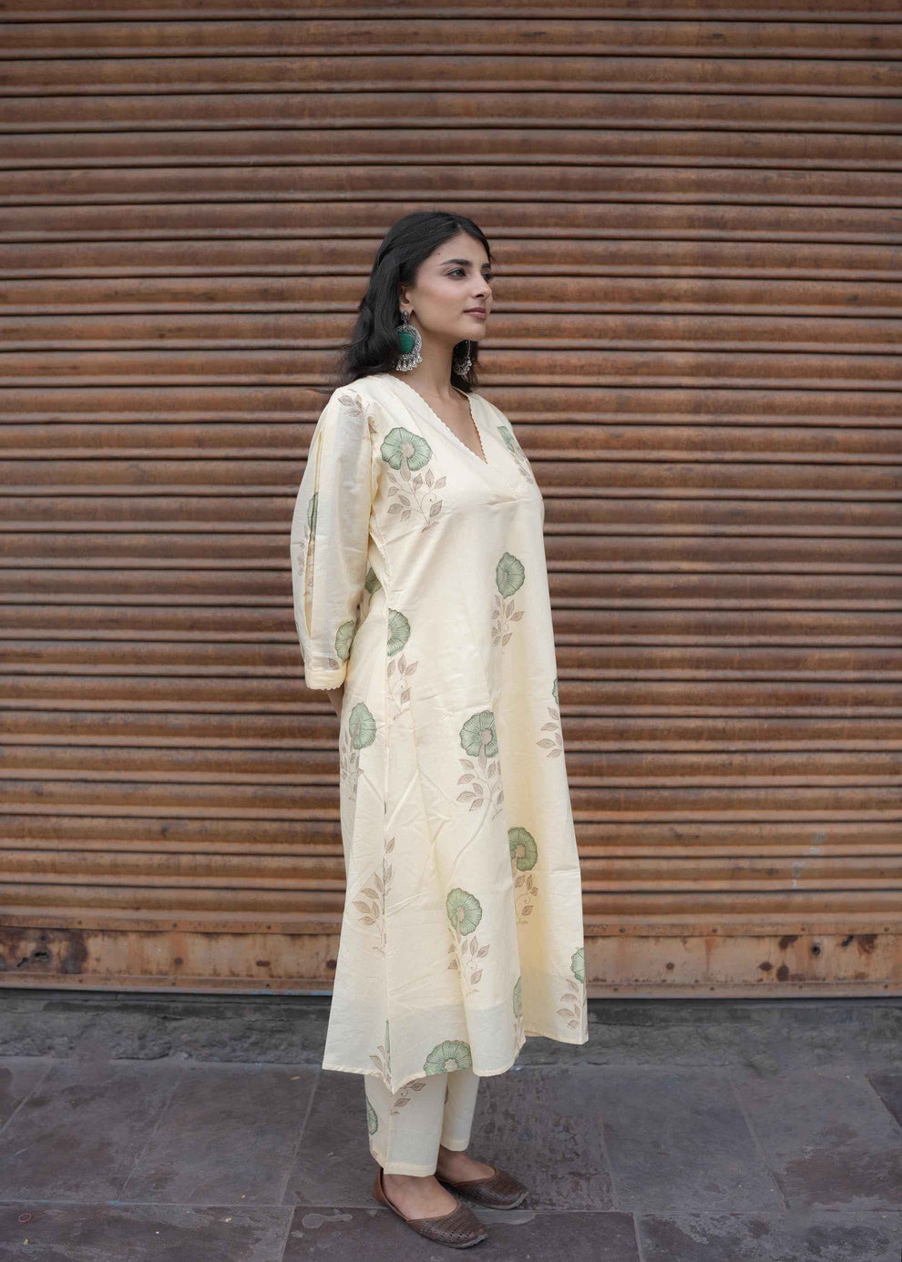 Neemrah Hand-Block Kurta Set – Traditional Floral Print, 100% Cotton, Elegant & Comfortable