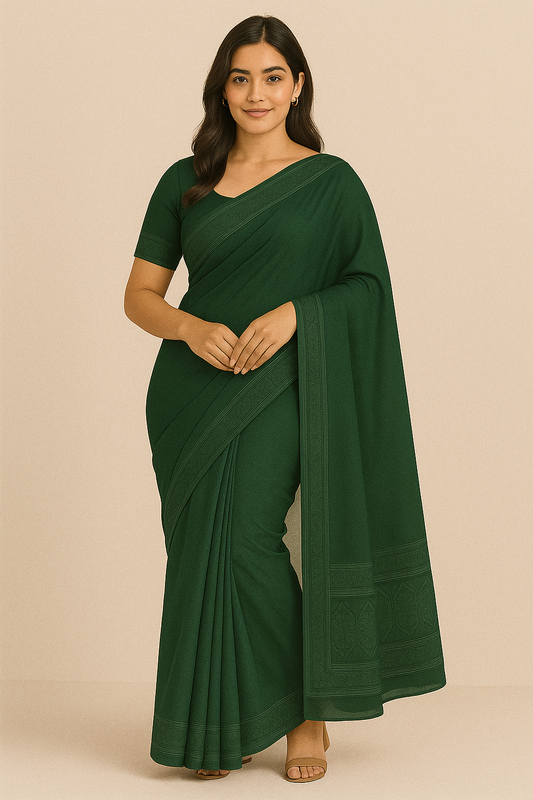 Multicolor handloom cotton saree with traditional border and matching blouse piece – soft ethnic saree for women
